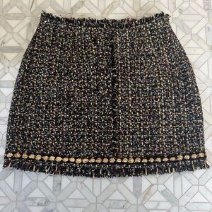 Cinq a sept Elegant Multicolor Tweed Skirt size 6 black gold